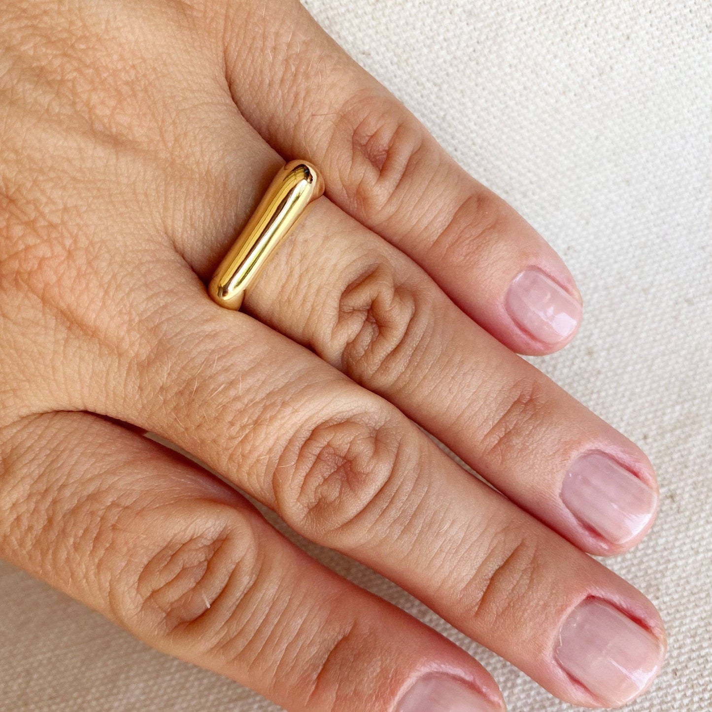 18k Gold Filled Bubble Flat Top Stackable Ring: 6