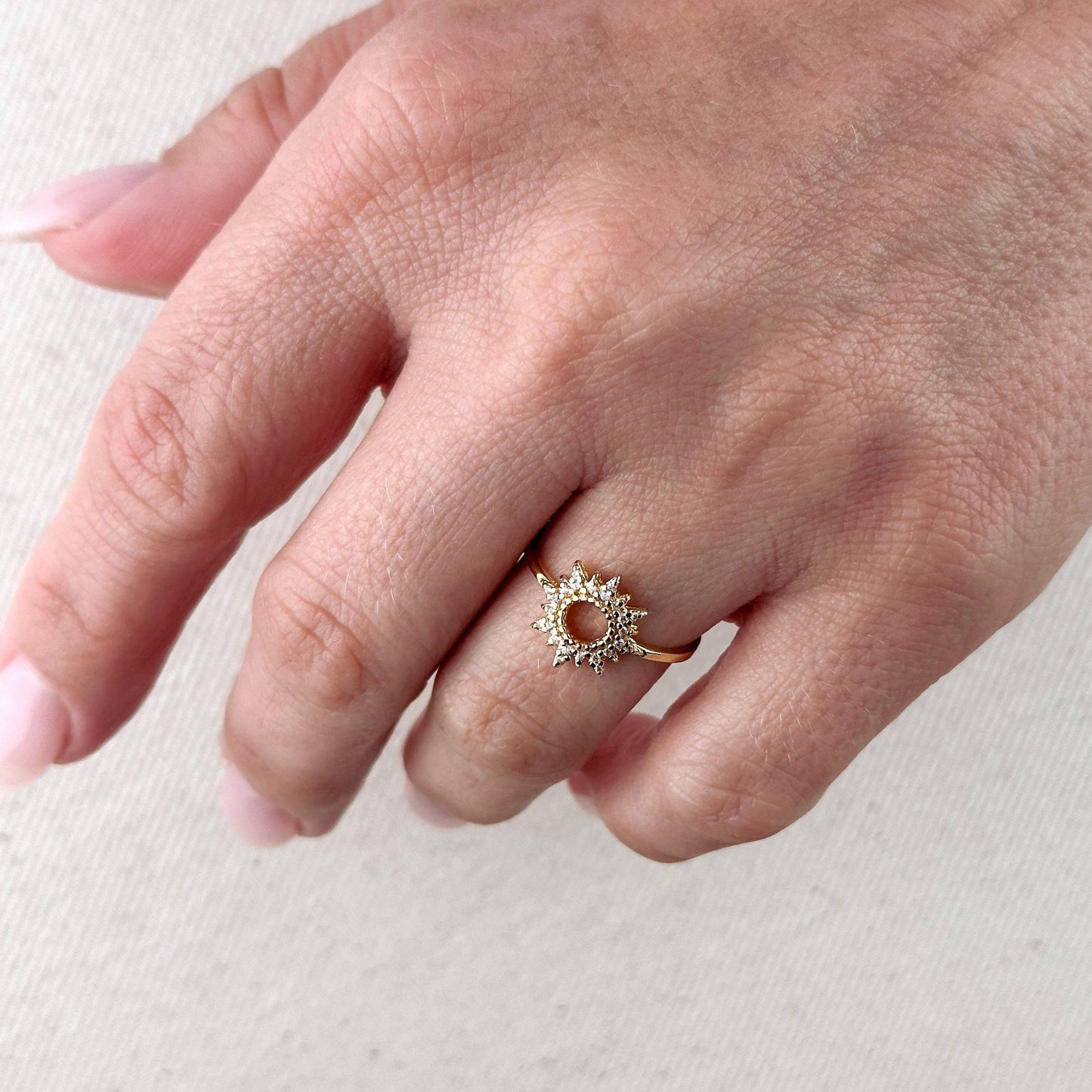 18k Gold Filled Round Sun Ring