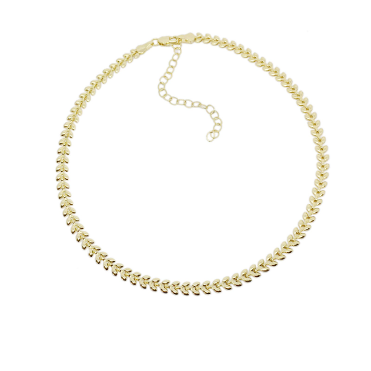 18k Gold Filled Leaf Choker Necklace