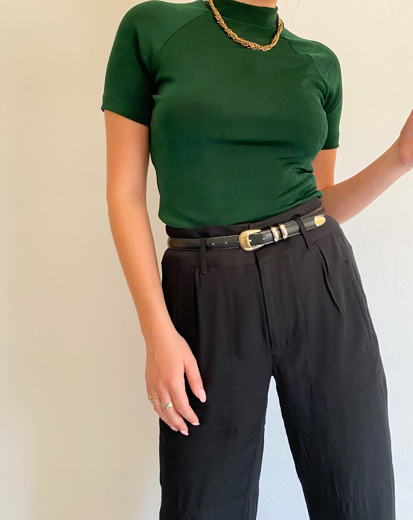 Vintage 90s Green Short Sleeve Turtleneck