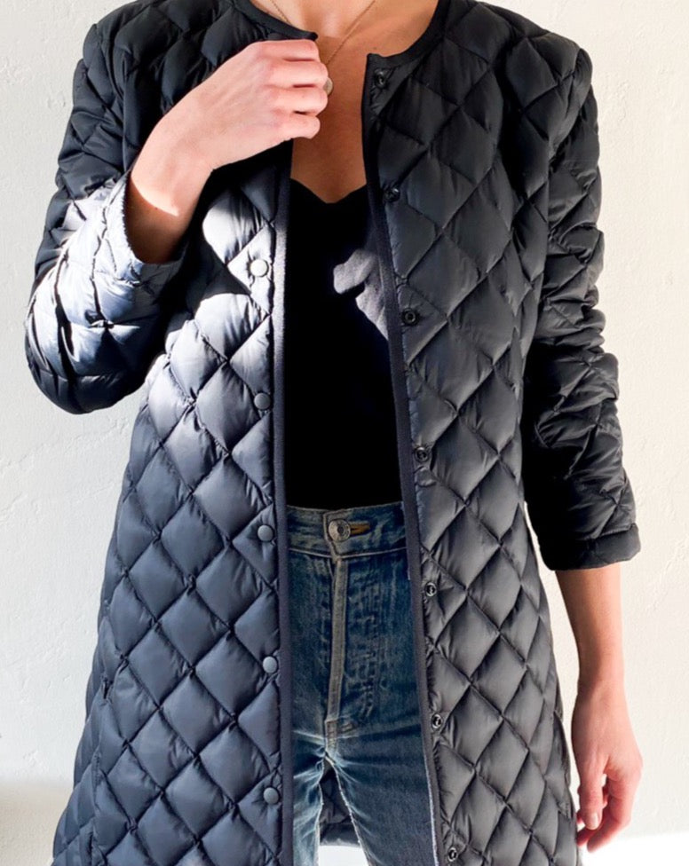 Black Quilted Puffer Coat