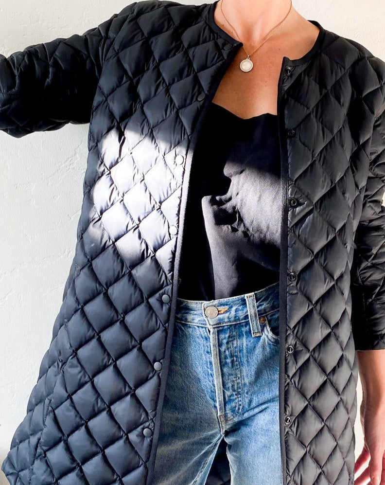 Black Quilted Puffer Coat