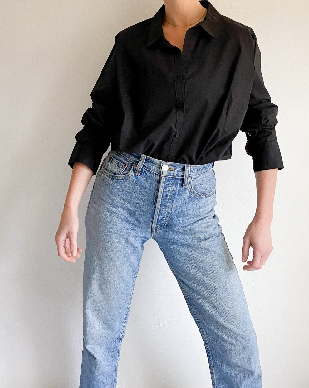 Black Button Collar Shirt