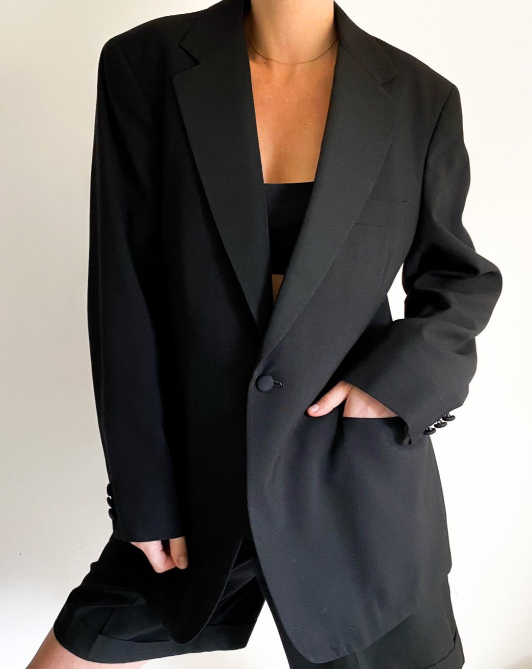 Vintage Neiman Marcus Oversized Black Blazer - Main Image