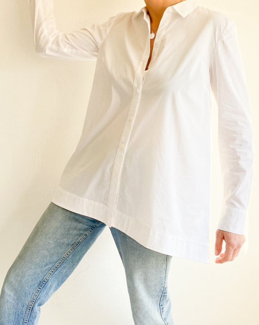 White Cotton Trapeze Shirt