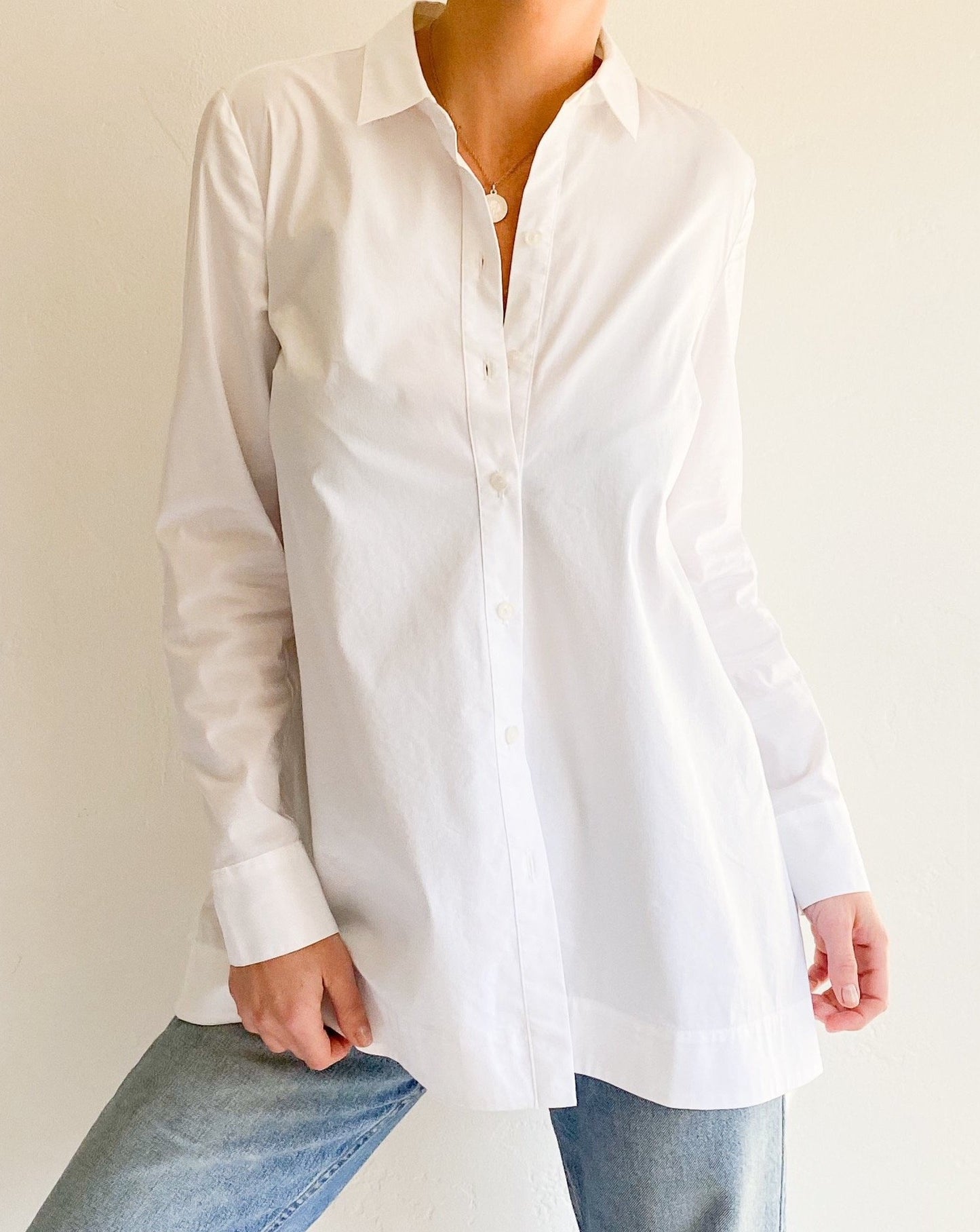 White Cotton Trapeze Shirt