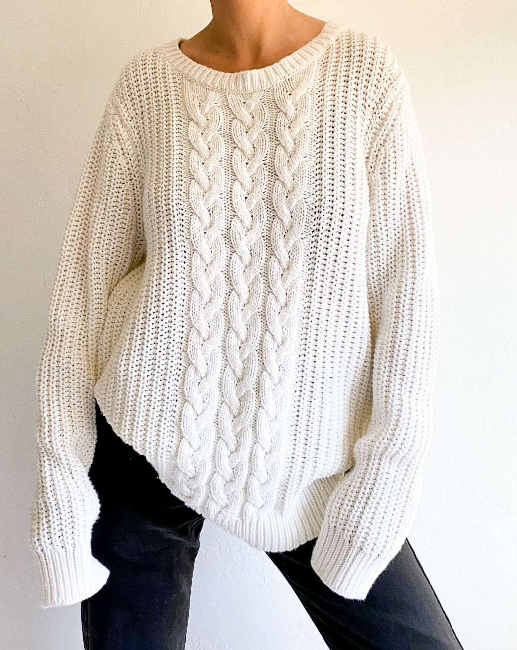 Vintage Nautica White Cable Knit Sweater