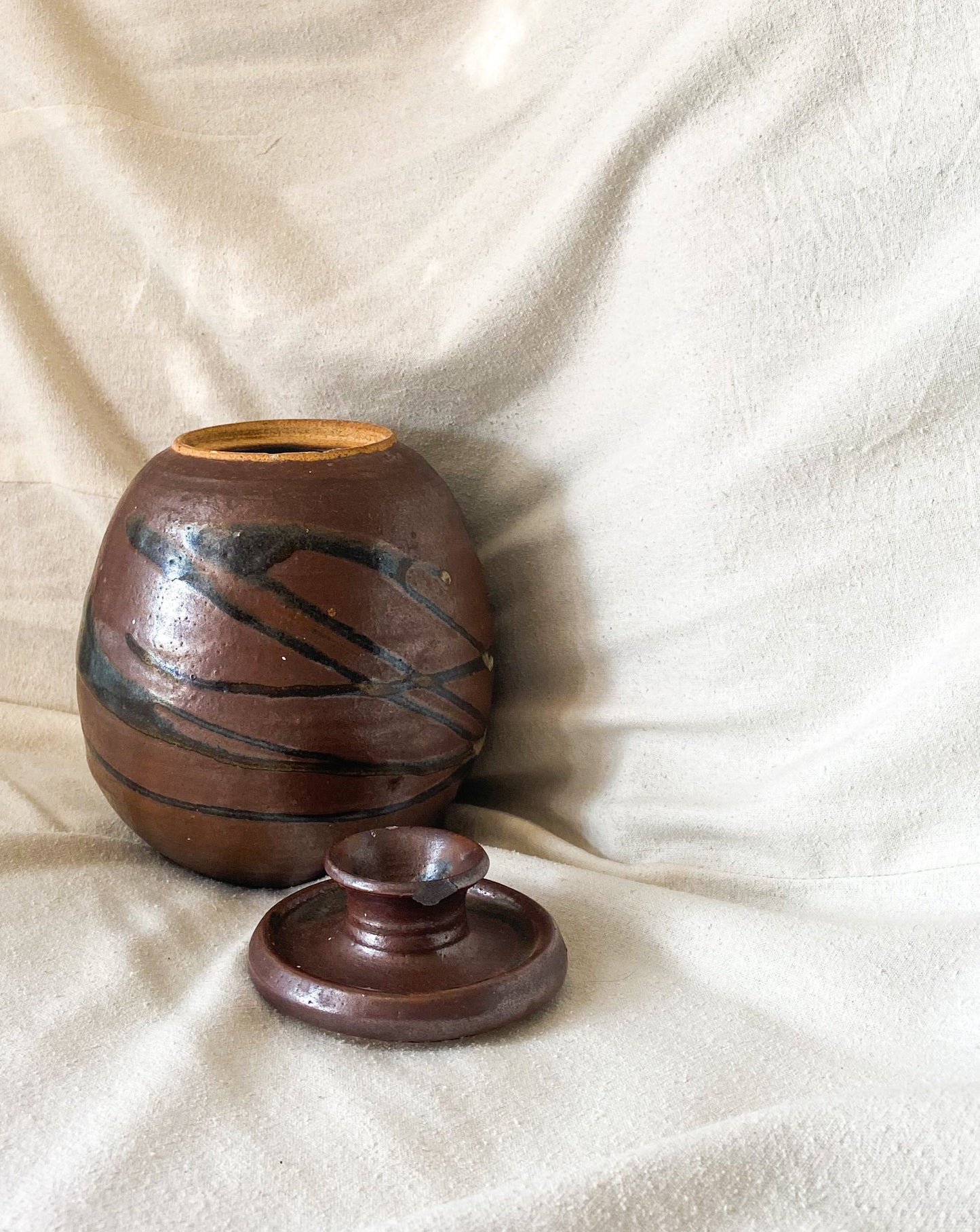 Vintage Ceramic Vessel with Lid