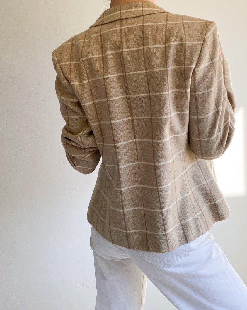Vintage Pendleton Beige Plaid Wool Jacket
