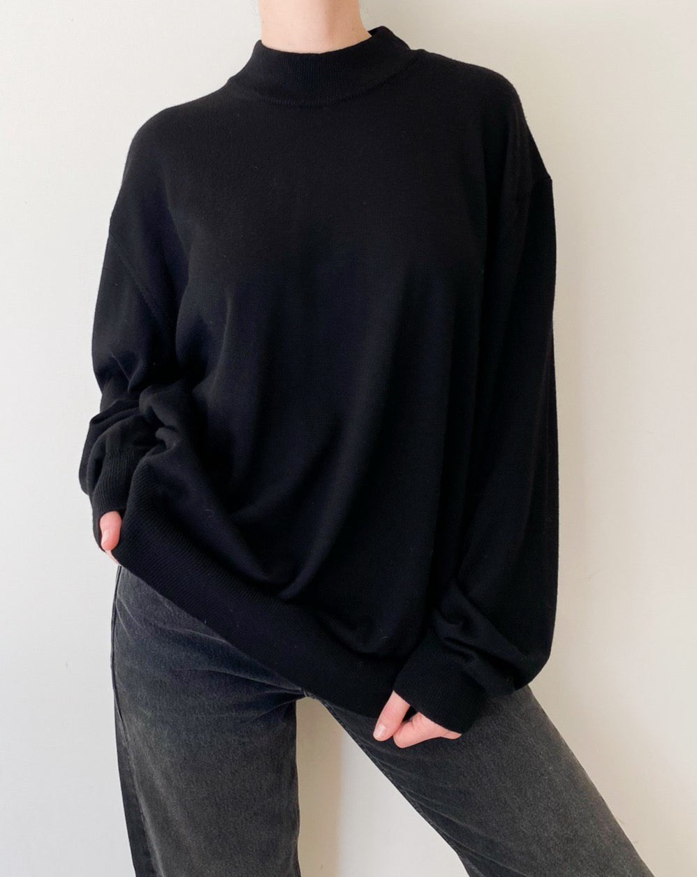 Vintage Black Mock Neck Sweater