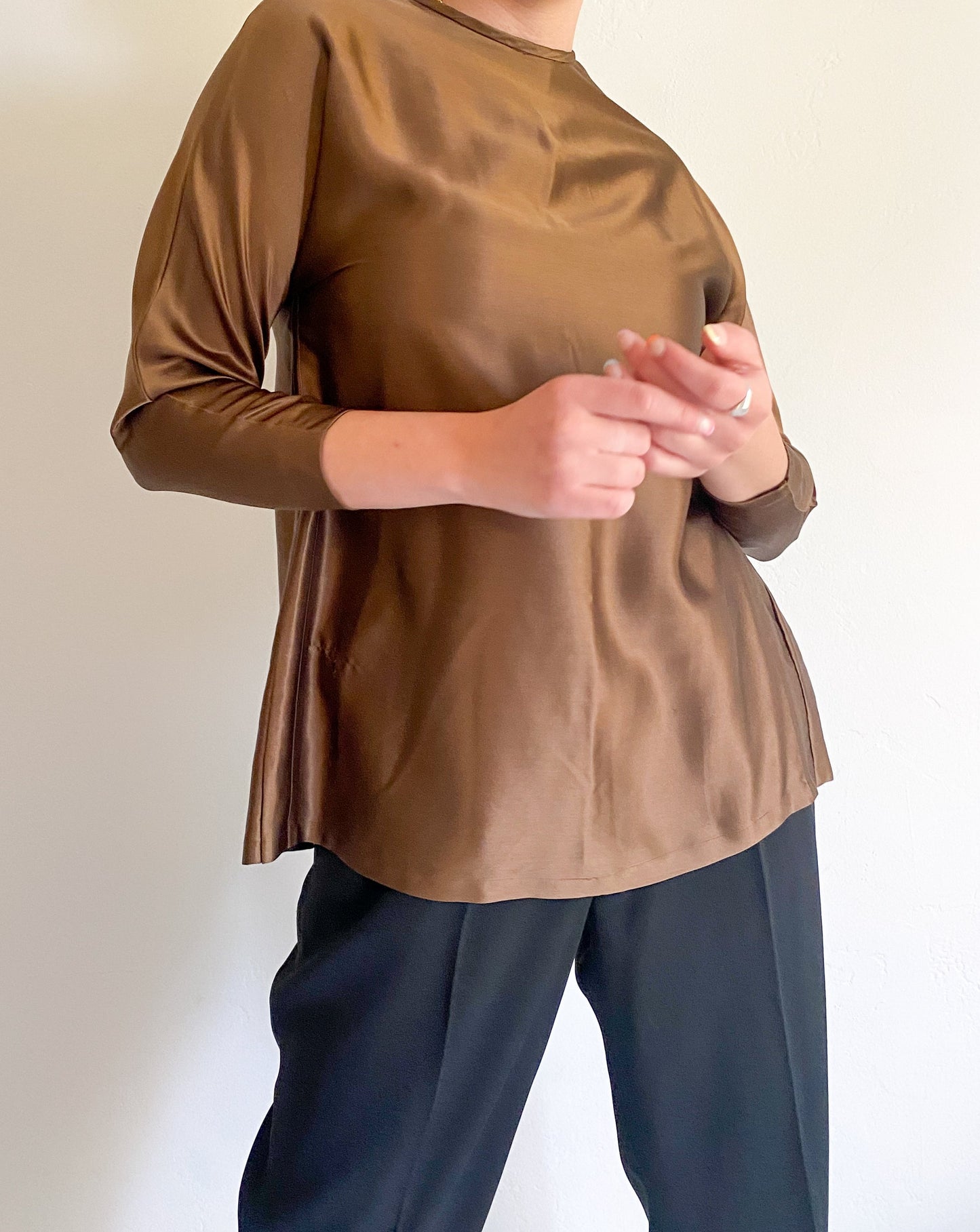 Vintage Copper Brown Silk Blouse