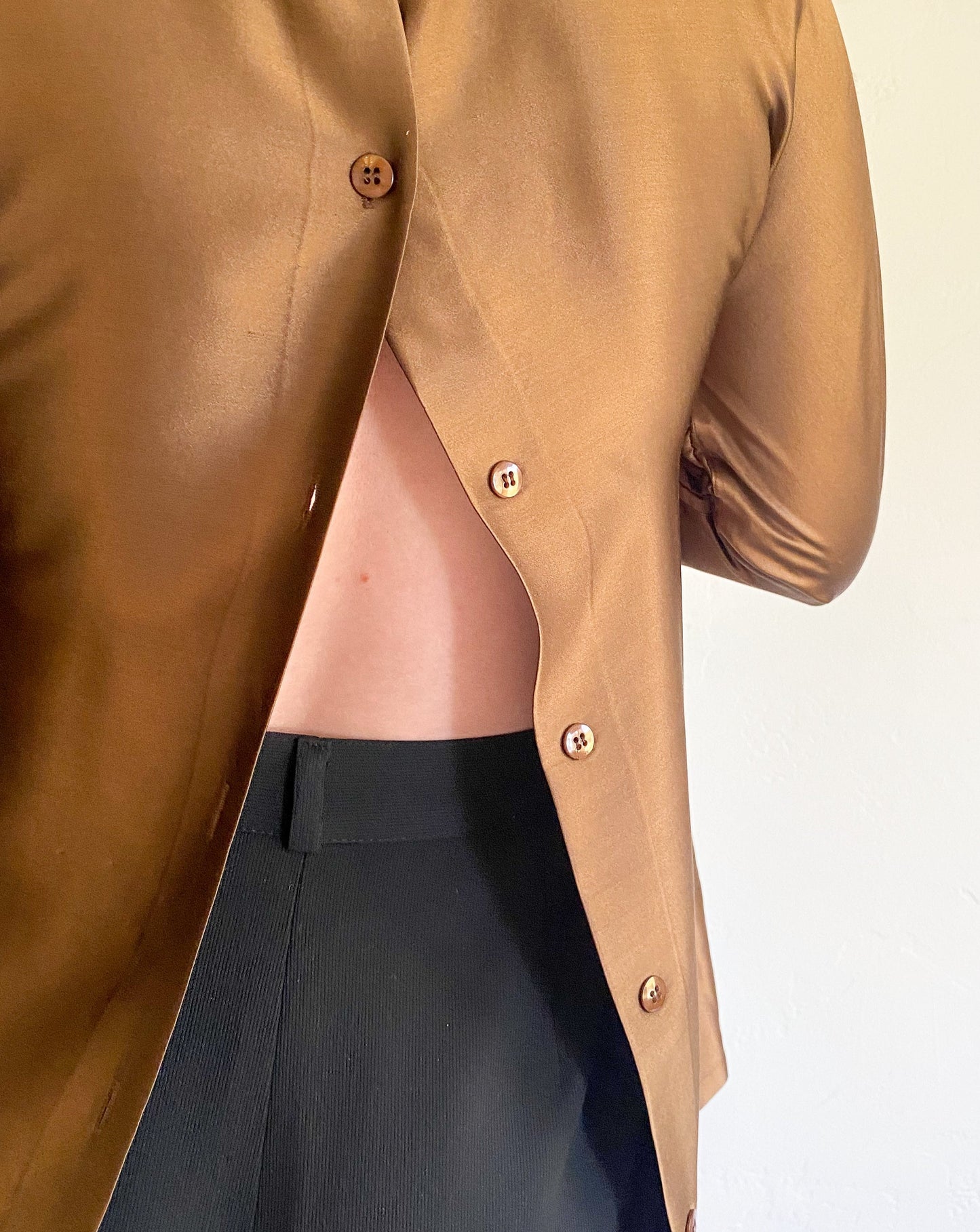Vintage Copper Brown Silk Blouse