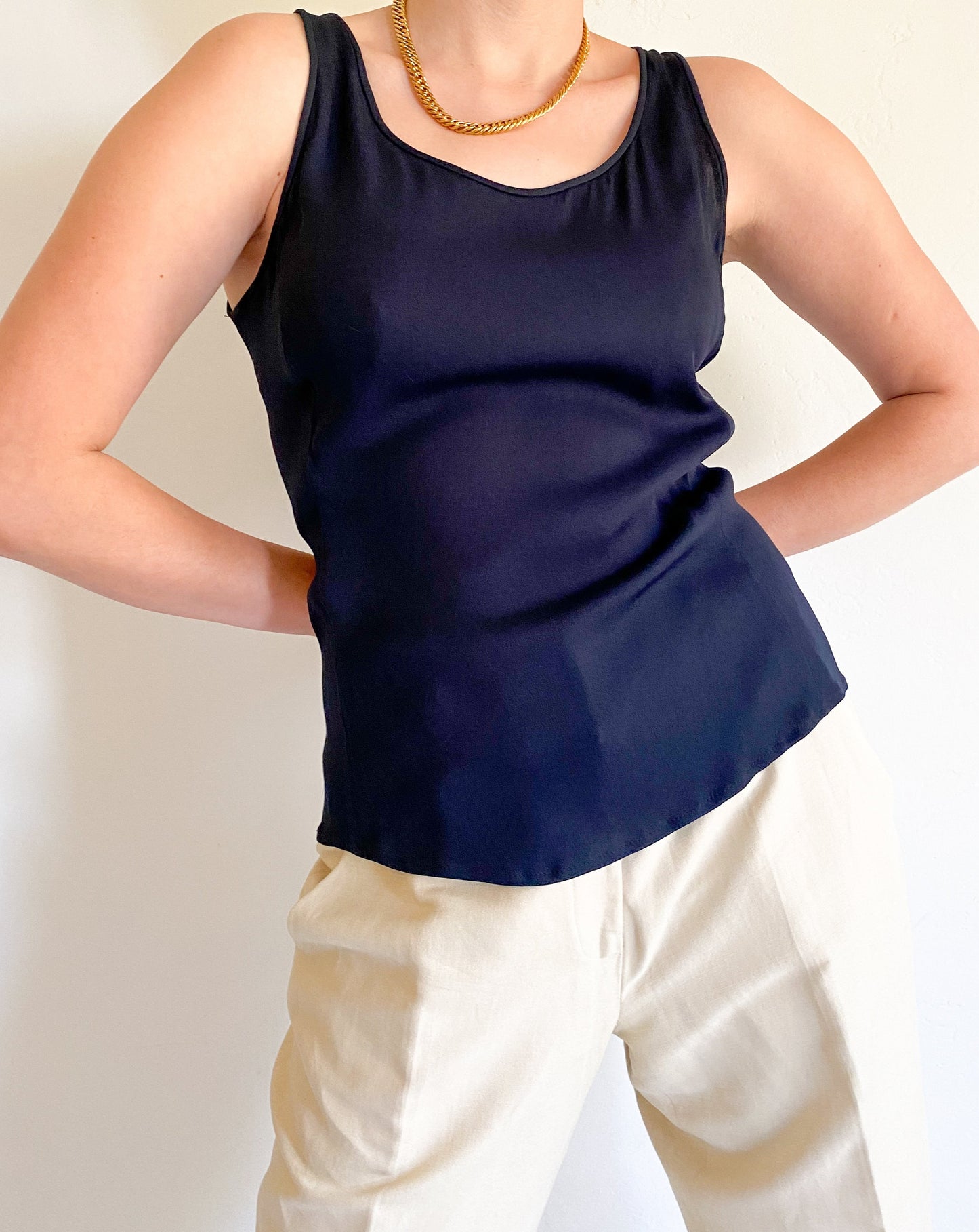 Vintage Armani Navy Silk Tank
