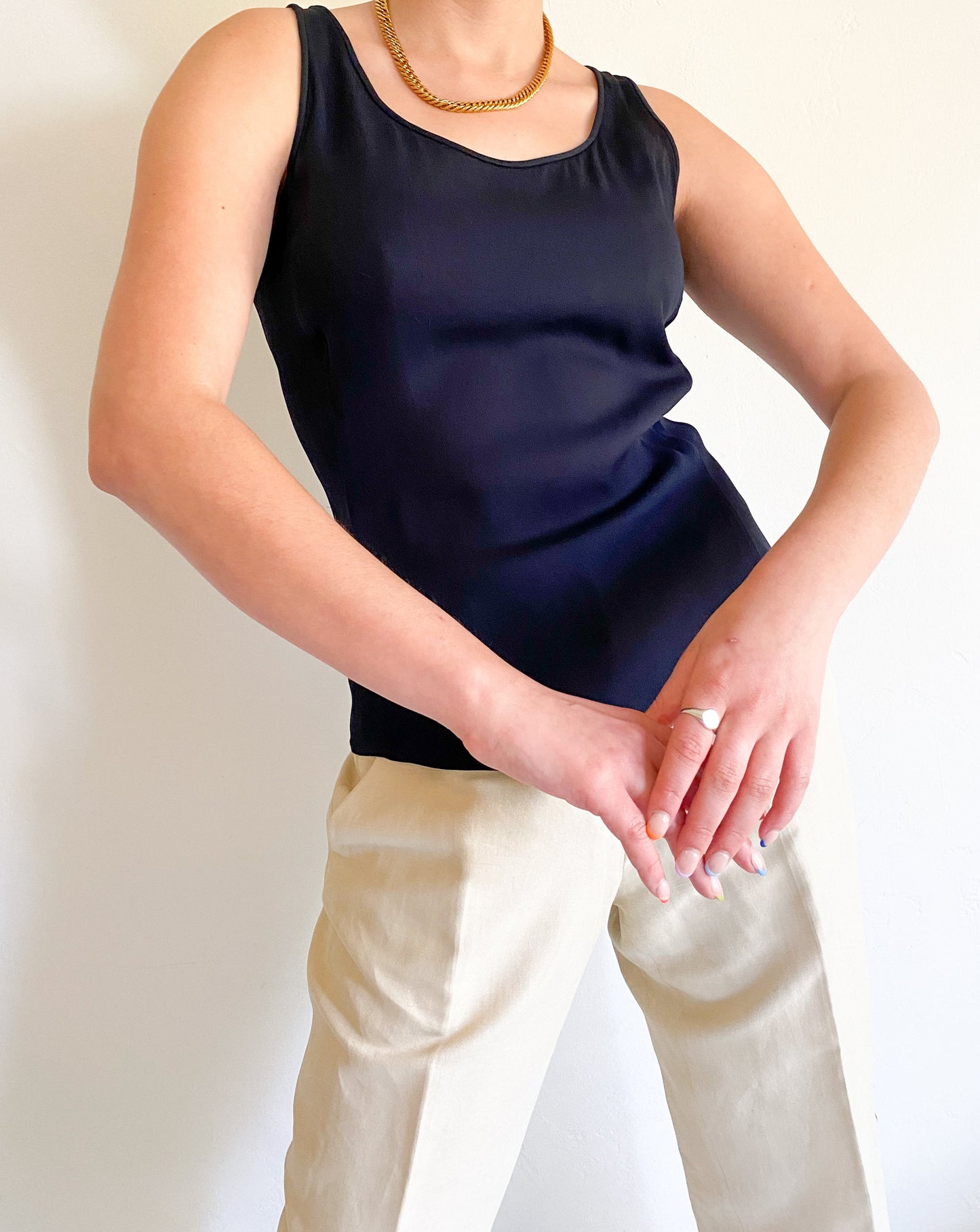 Vintage Armani Navy Silk Tank