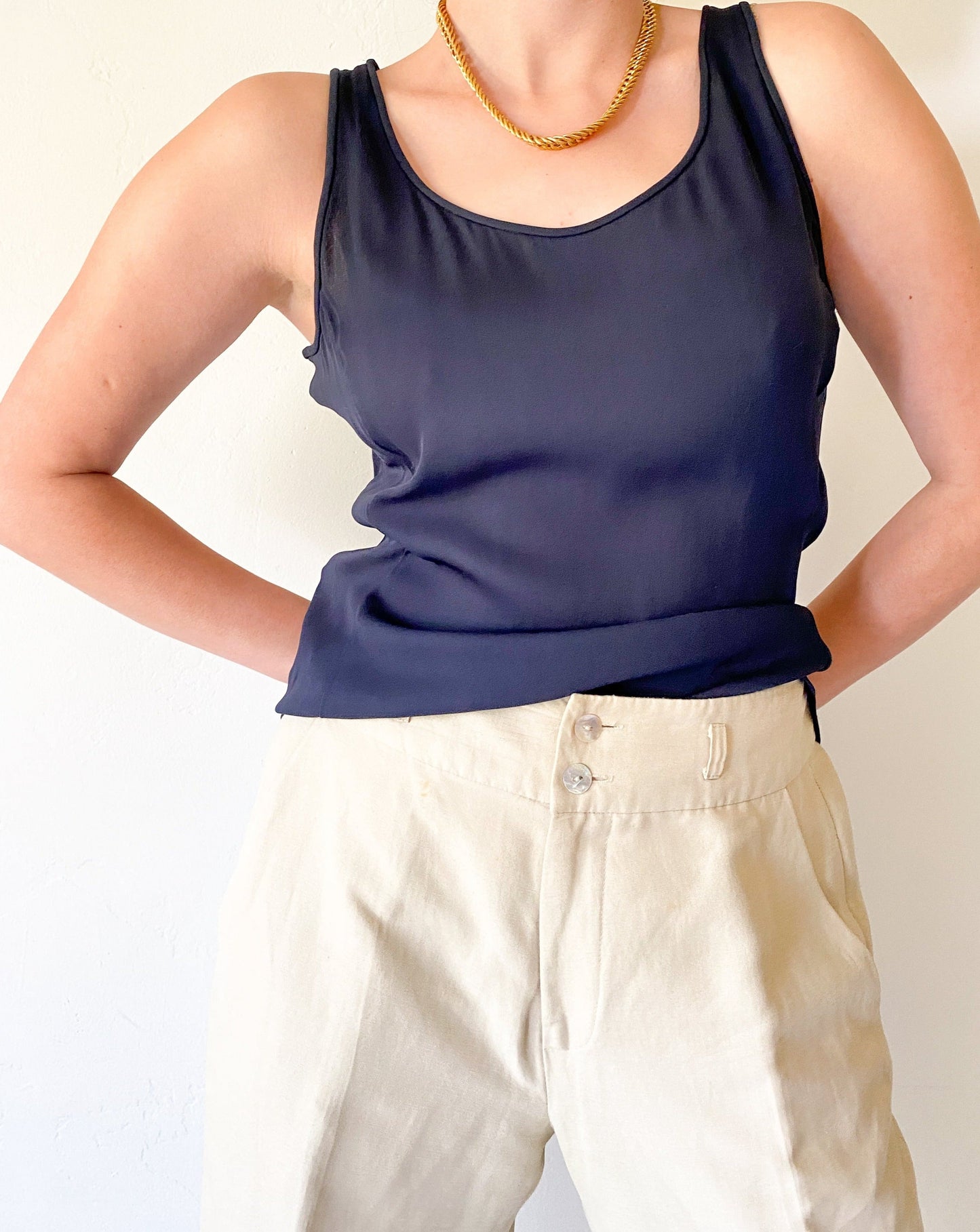 Vintage Armani Navy Silk Tank