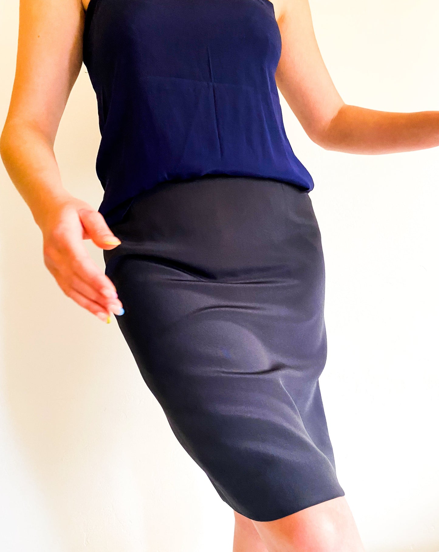 Vintage Armani Navy Silk Skirt