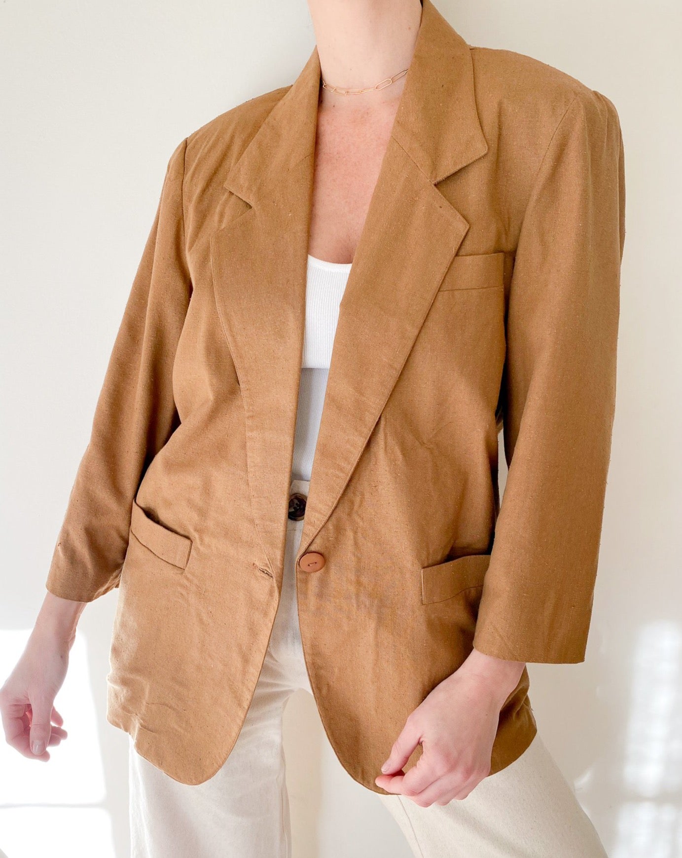 Vintage Silk Camel Blazer