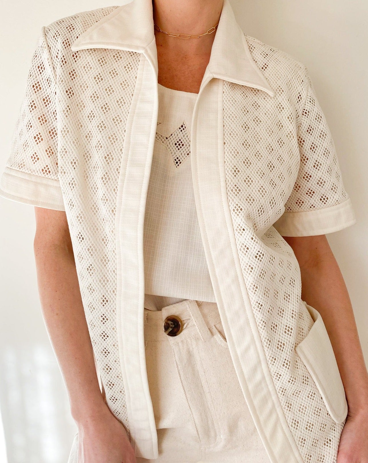 Vintage That Girl Cream Crochet Shirt