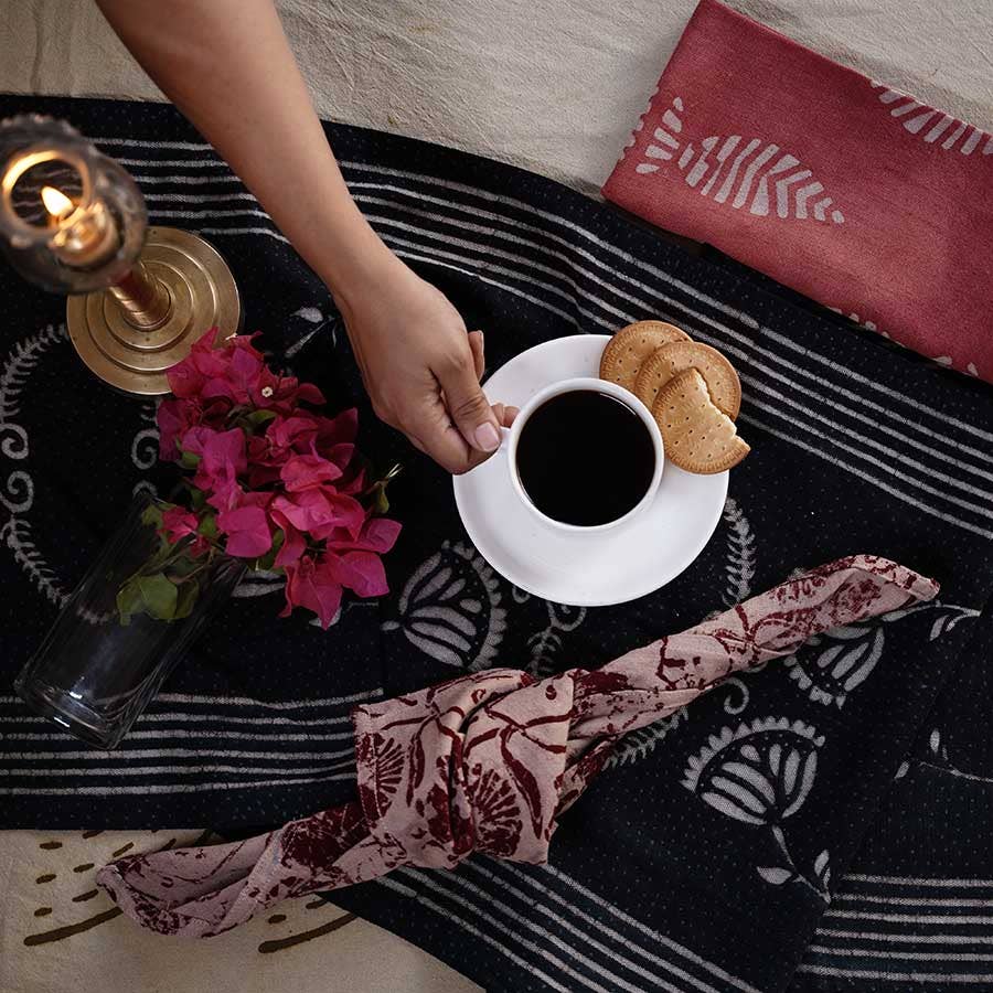 Black & White Table Linens Organic Cotton Table Runner