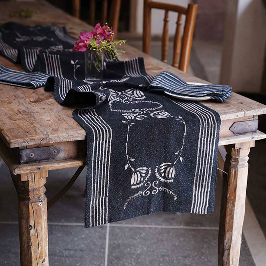 Black & White Table Linens Organic Cotton Table Runner