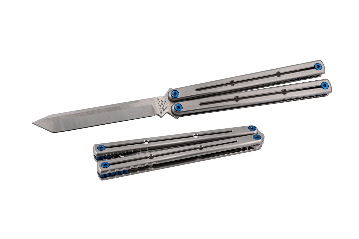 Squid Industries - Titanium Krake Raken Satin Tanto Blue Hardware