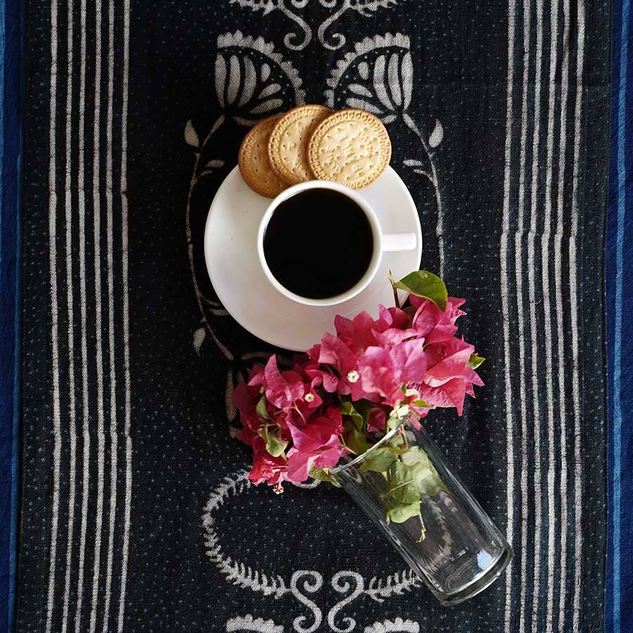 Black & White Table Linens Organic Cotton Table Runner