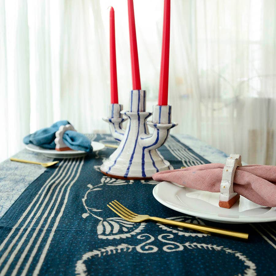 Black & White Table Linens Organic Cotton Table Runner