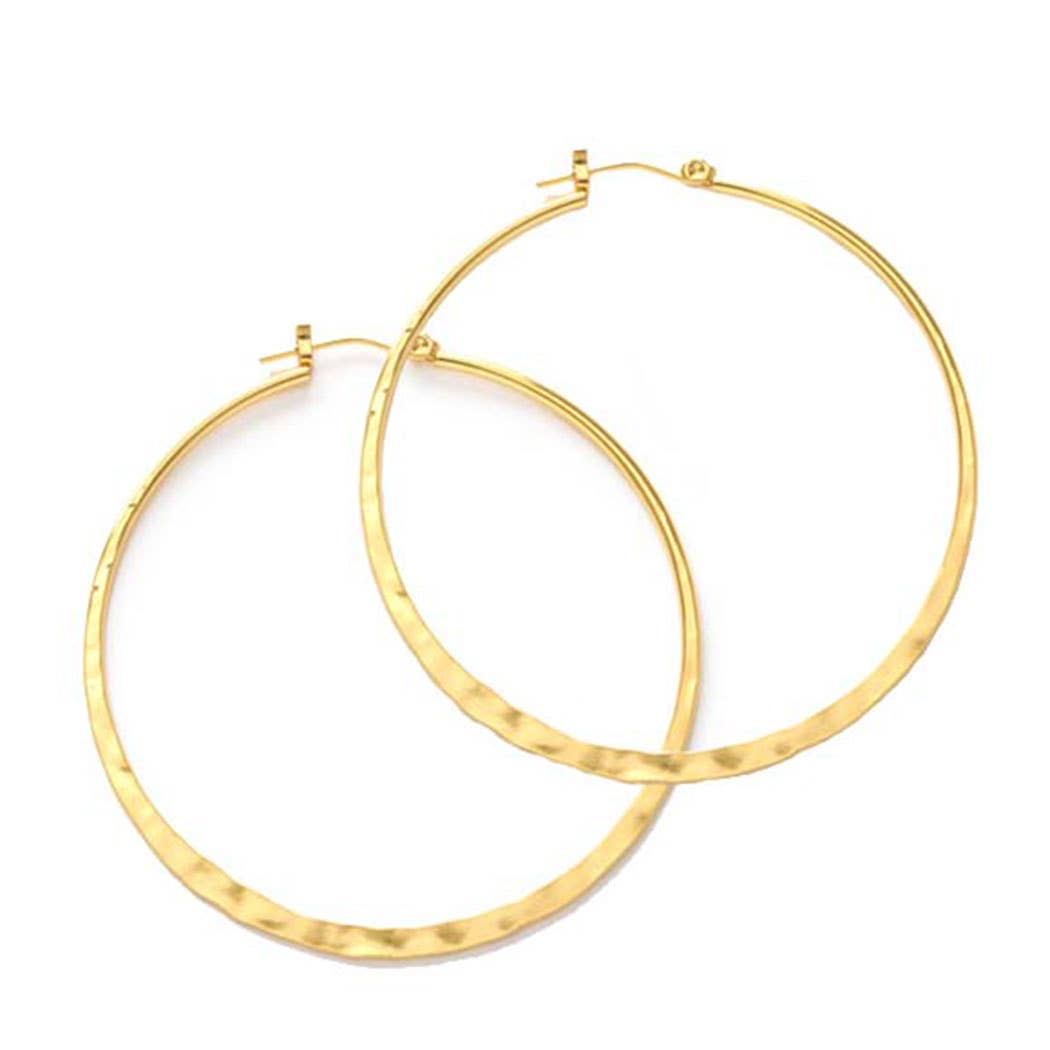 Gold Hammered Hoops