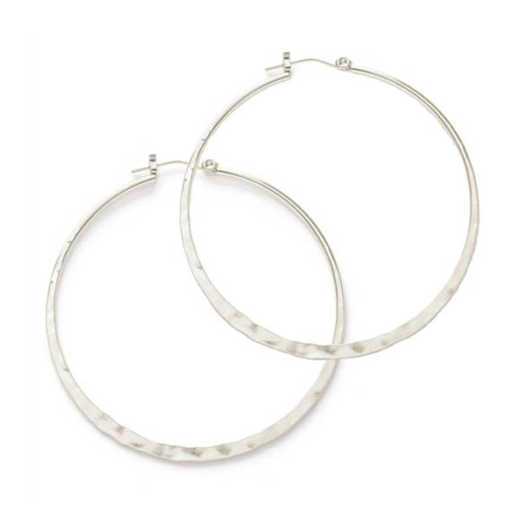 Silver Hammered Hoops
