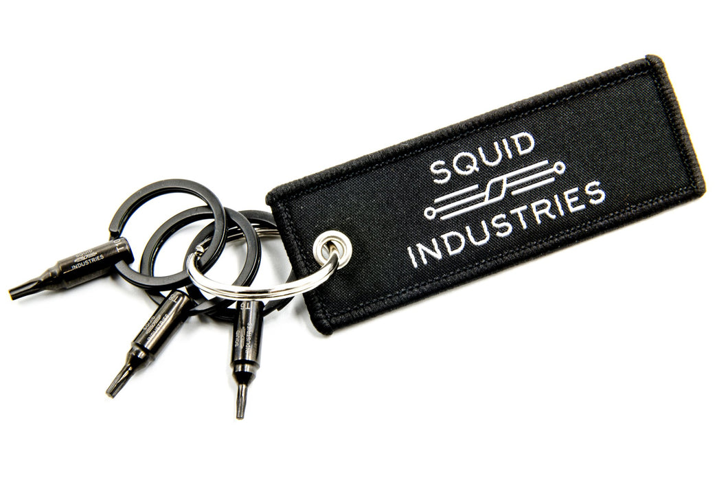 Squid Industries Keychain Torx Driver Set and Key Chain Patch flight tag