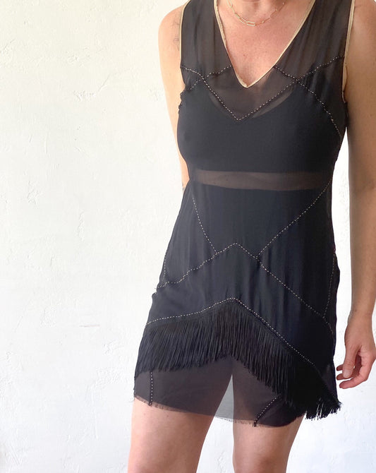 Vintage Guerriero Black Sheer Mini Dress