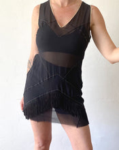 Load image into Gallery viewer, Vintage Guerriero Black Sheer Mini Dress
