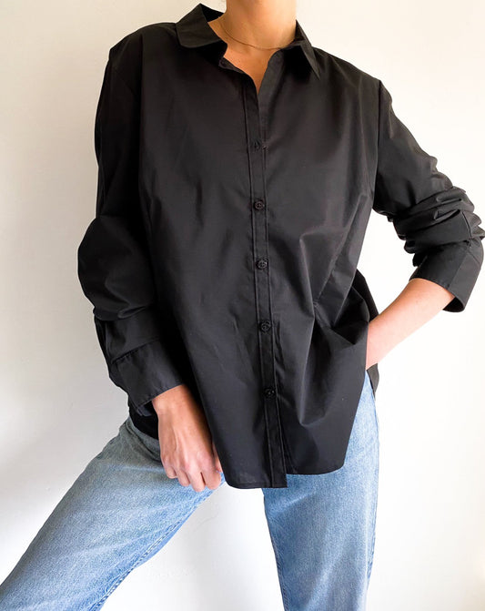 Black Button Collar Shirt