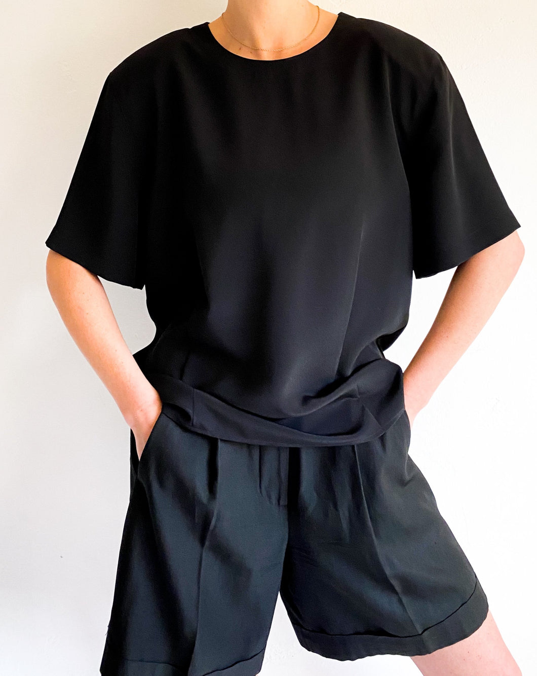 Vintage Black Short Sleeve Blouse
