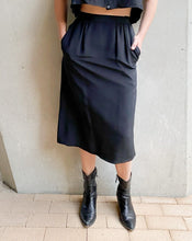 Load image into Gallery viewer, Vintage Black Silk Midi Skirt
