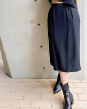 Load image into Gallery viewer, Vintage Black Silk Midi Skirt
