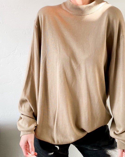 Vintage Camel Mock Neck Sweater