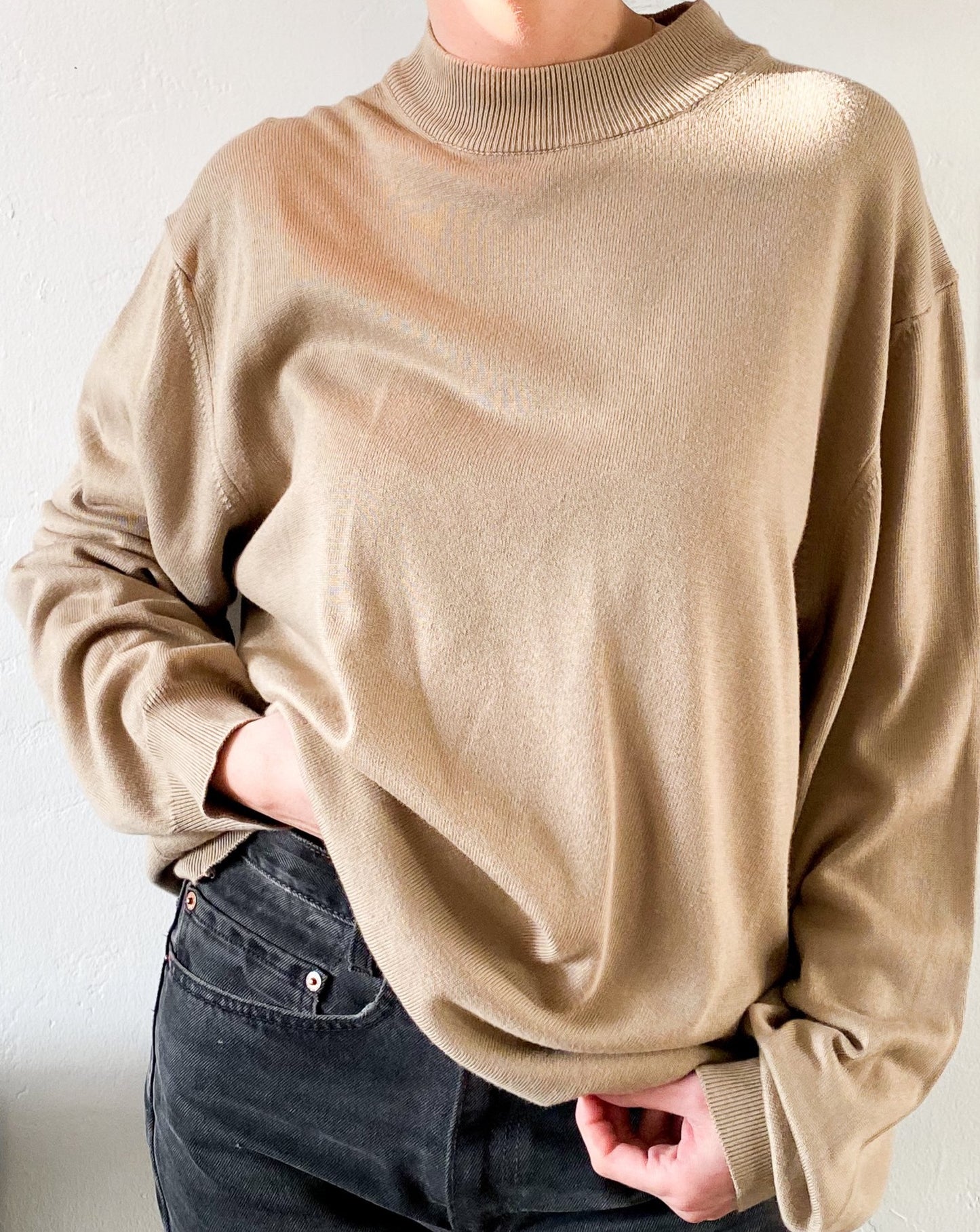 Vintage Camel Mock Neck Sweater