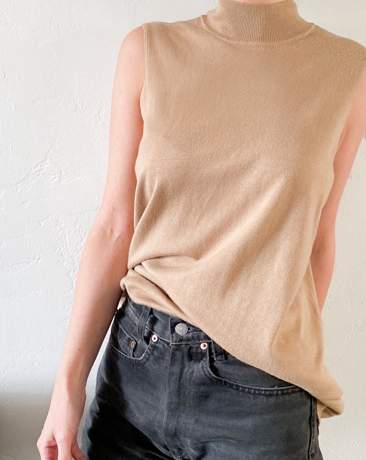 Vintage Camel Sleeveless Knit