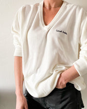 Load image into Gallery viewer, Vintage White V-Neck Sweater
