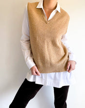 Load image into Gallery viewer, Vintage Camel V-Neck Sweater Vest
