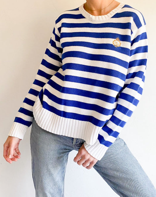 Vintage Ralph Lauren Blue and White Stripe Knit