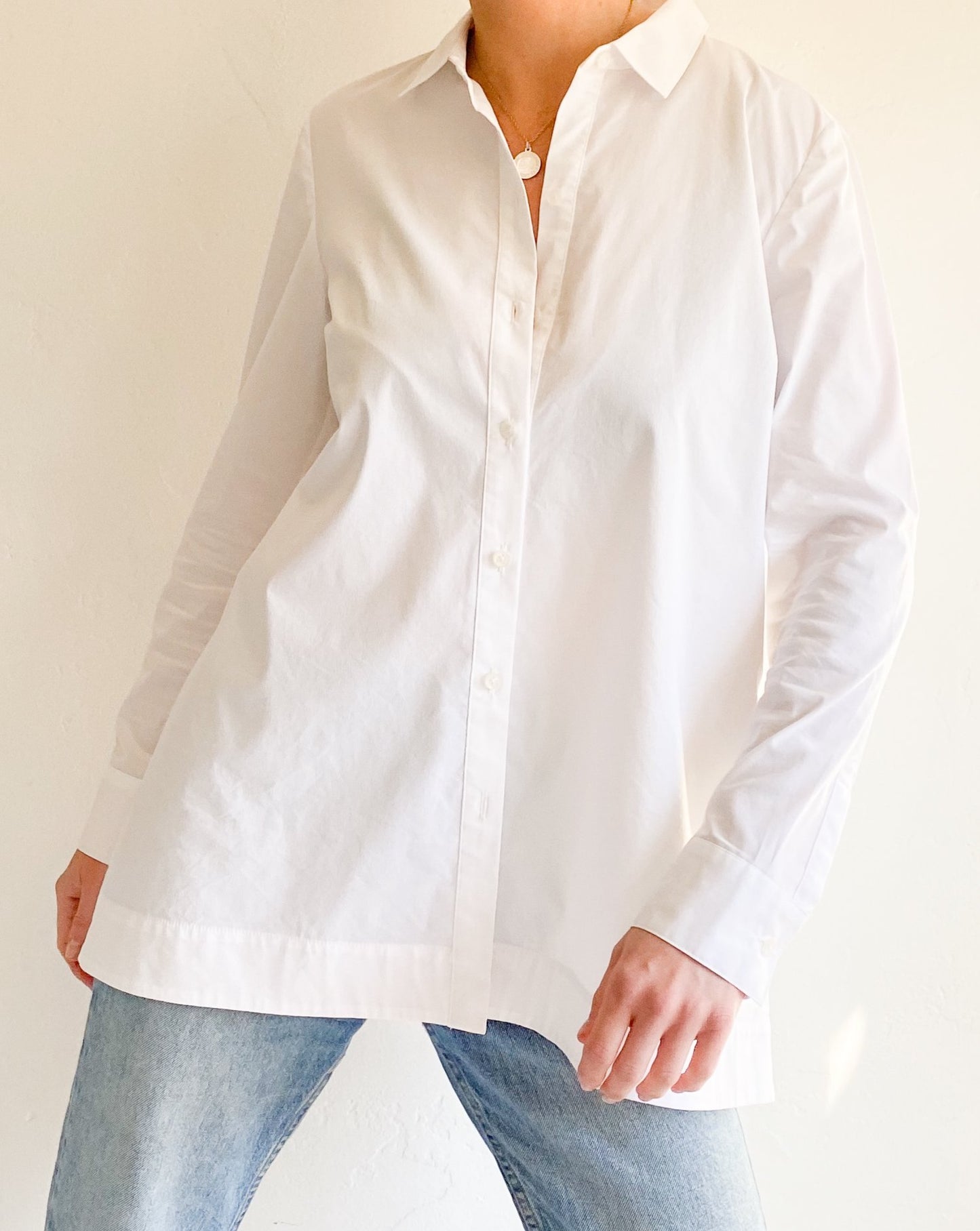 White Cotton Trapeze Shirt