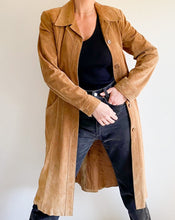 Load image into Gallery viewer, Vintage Camel Long Suede Coat
