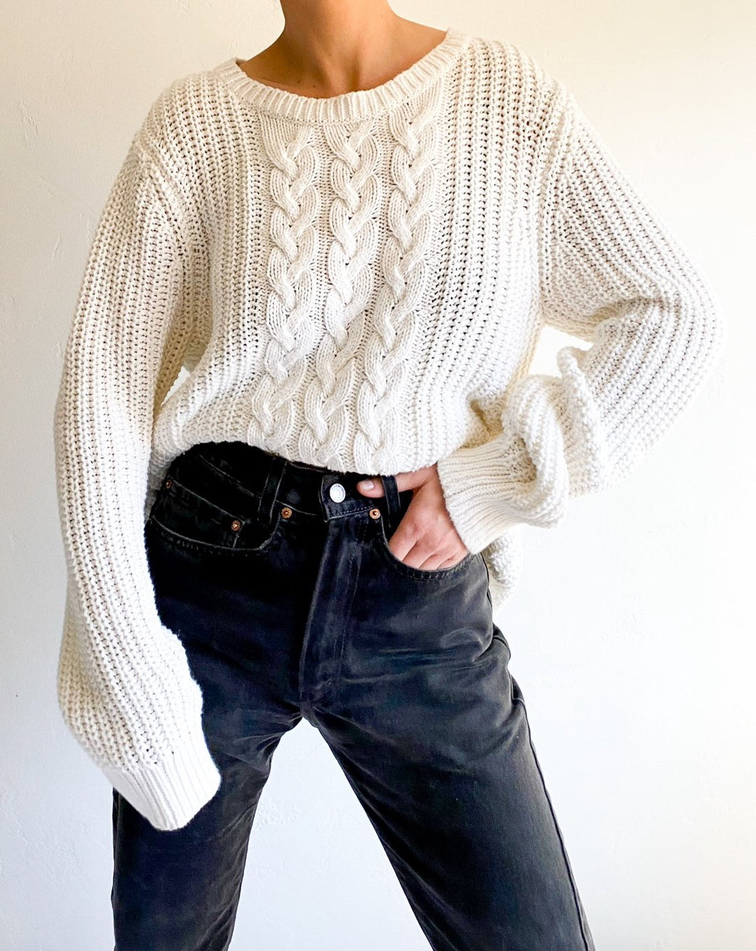 Vintage Nautica White Cable Knit Sweater