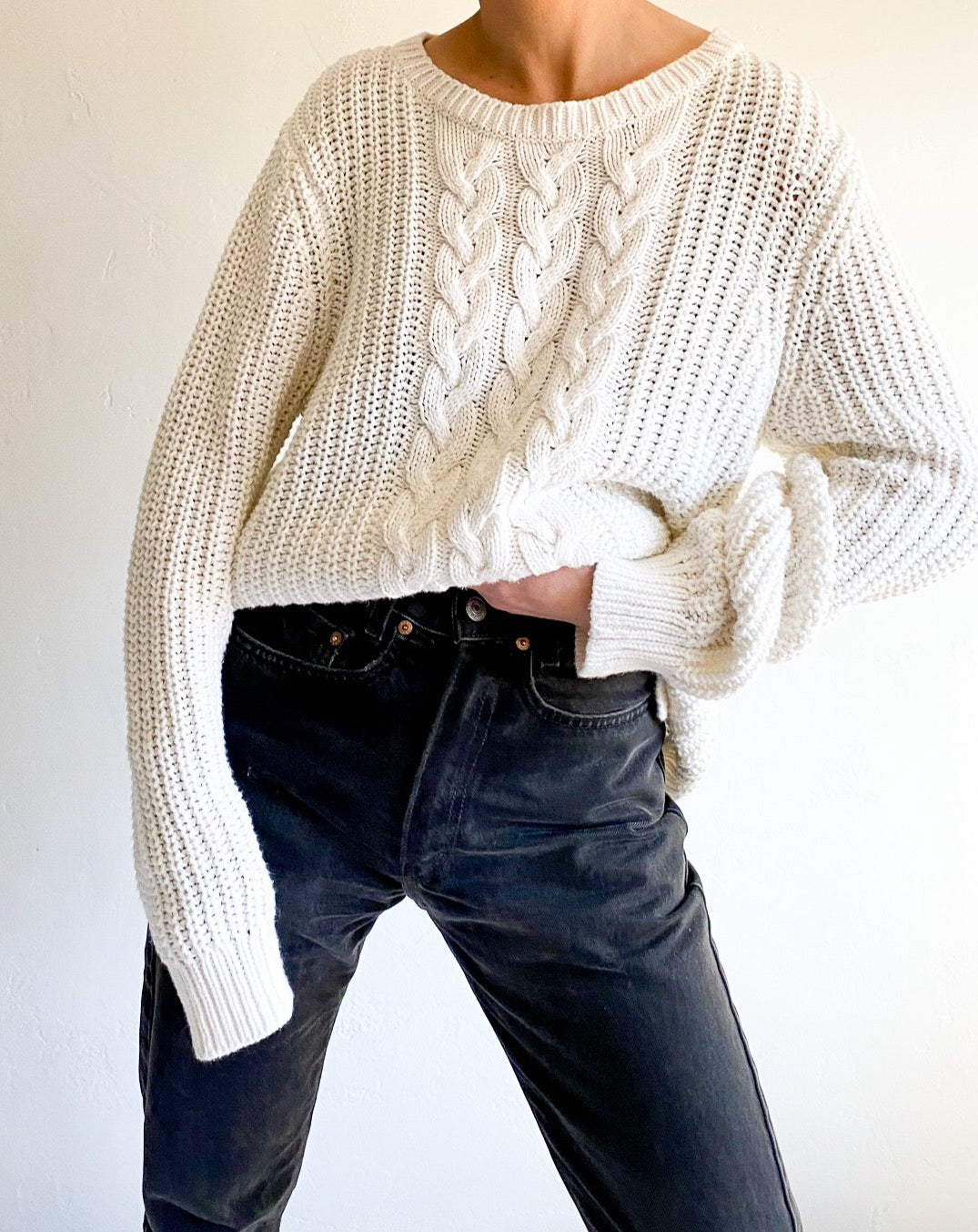 Vintage Nautica White Cable Knit Sweater