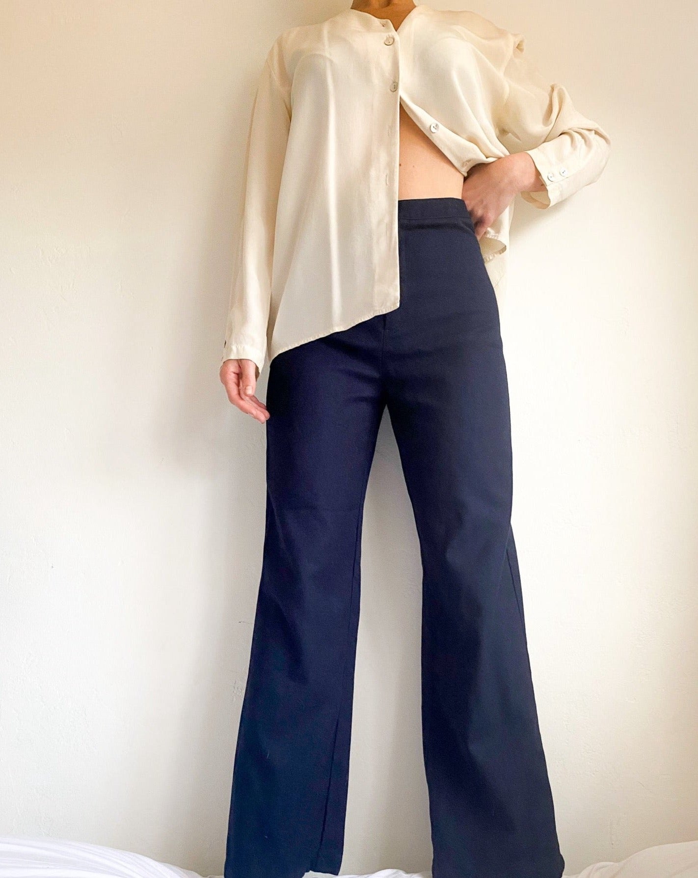 Navy Wide Leg Trouser