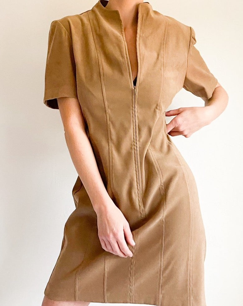 Vintage Tan Suede Dress