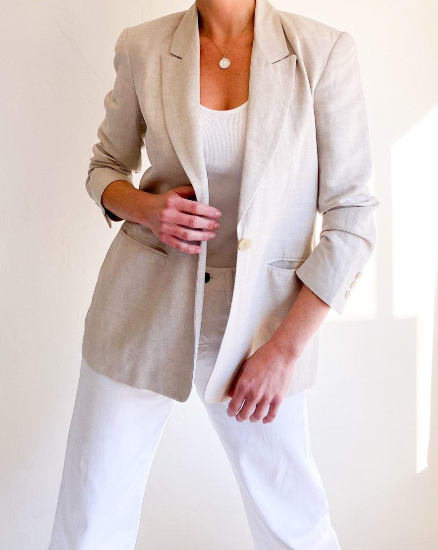 Vintage Stone Linen Blazer