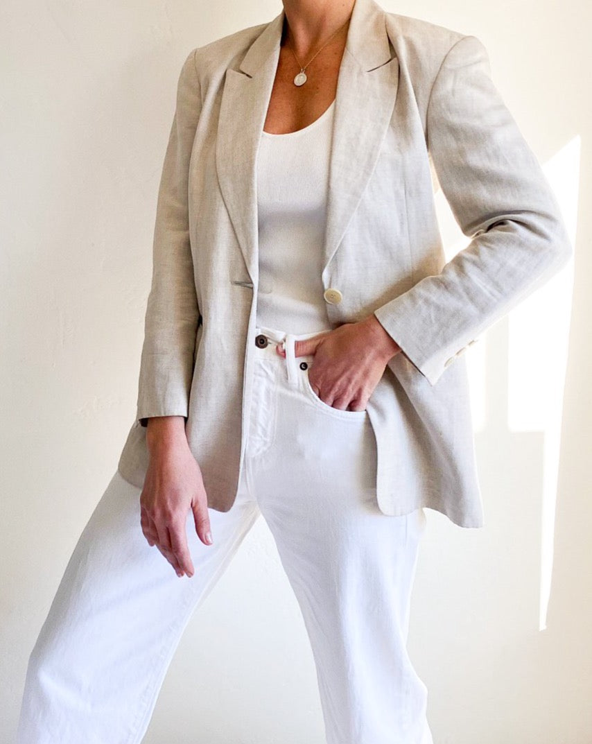 Vintage Stone Linen Blazer